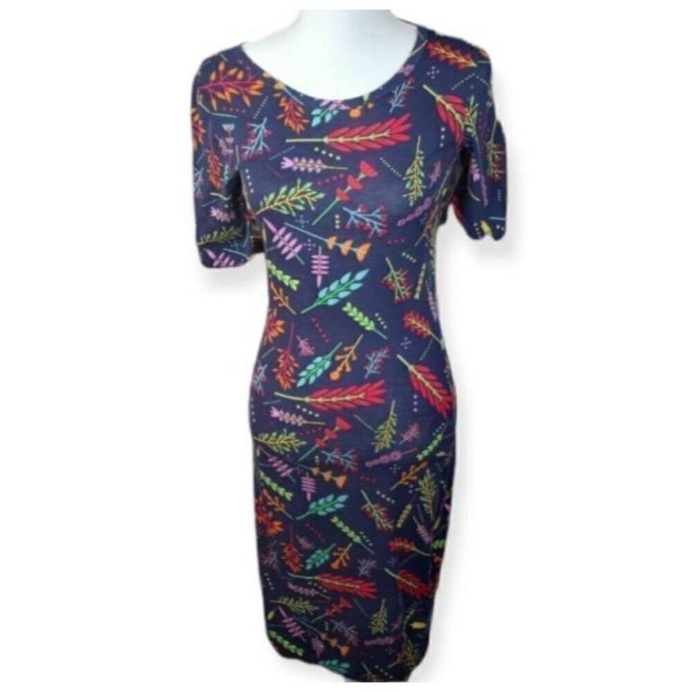LULAROE NAVY MULTICOLOR DRESS SZ.XXS EUC.